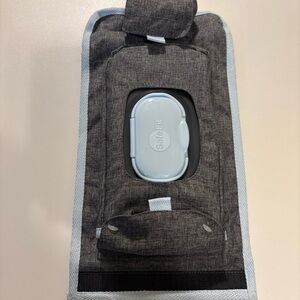 Gray reusable wipe container and roll of bags